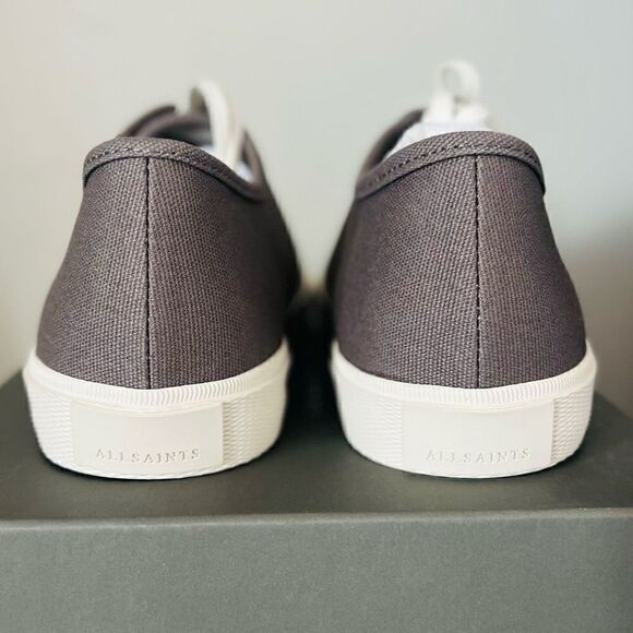 ALL SAINTS Theo Canvas Sneaker Tennis Shoe, Charcoal Gray, Size 10, NWT - Picture 9 of 16
